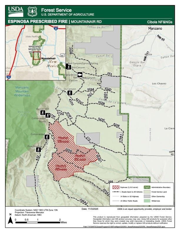 Prescribed Burns Planned in the Manzano Mountains as Early as Nov. 8