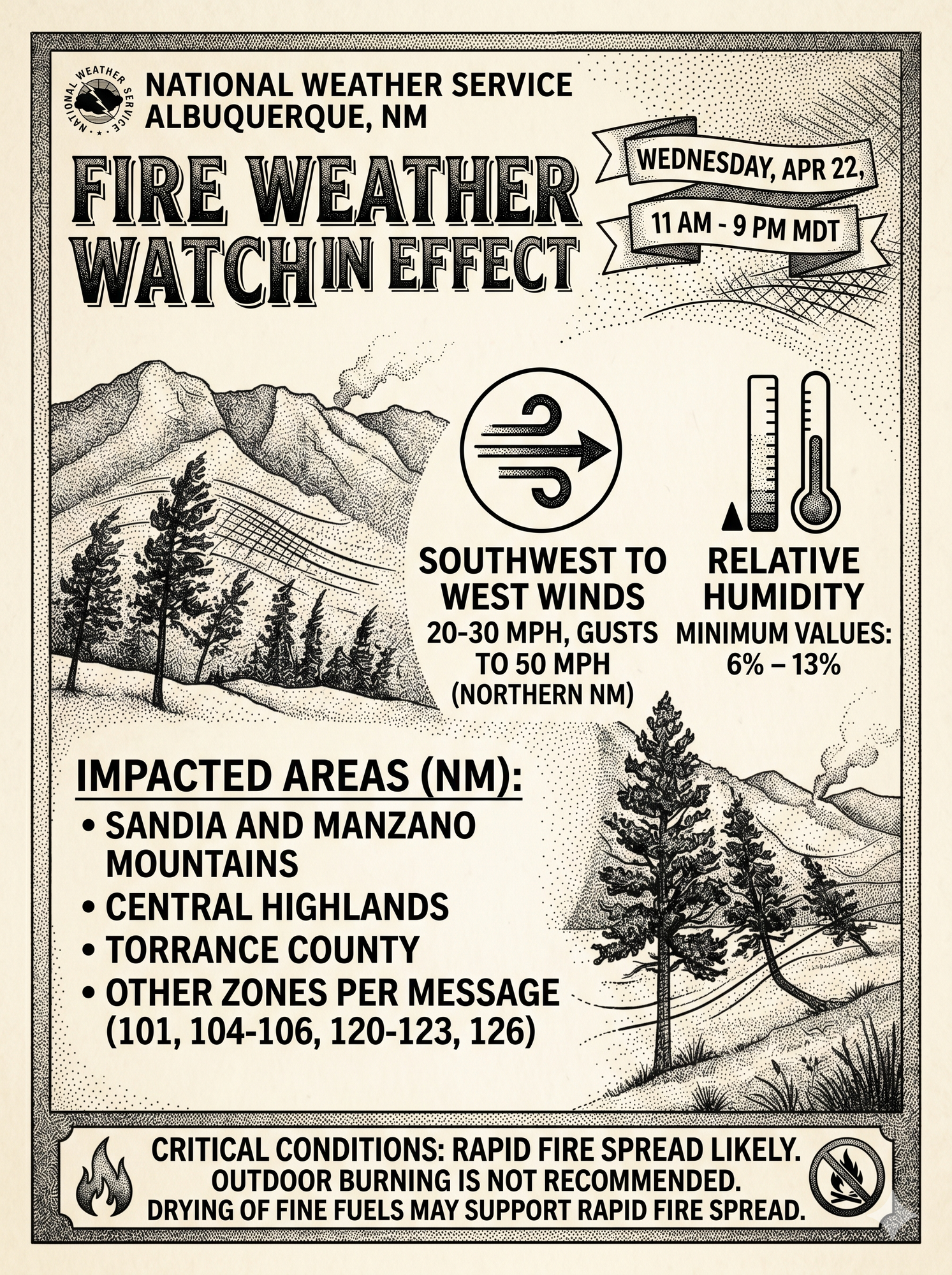 Fire Weather Watch Issued for Torrance County; Critical Conditions Expected Wednesday