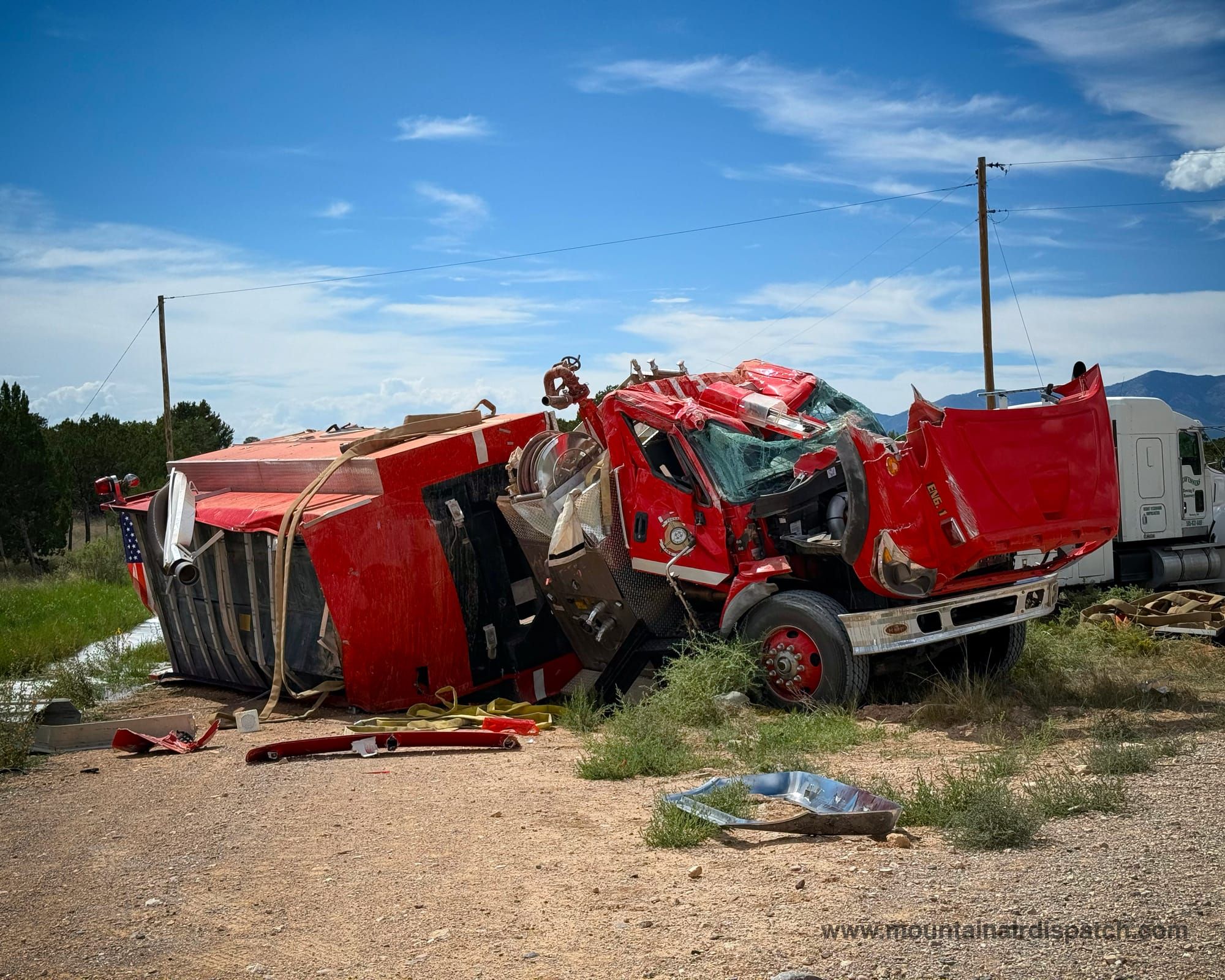 Fire Truck Rolls Over Near Mountainair