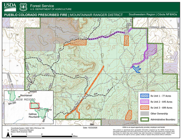 Forest Service Burns Slash Piles in Gallinas Mountains; Smoke May Drift Into Estancia Valley