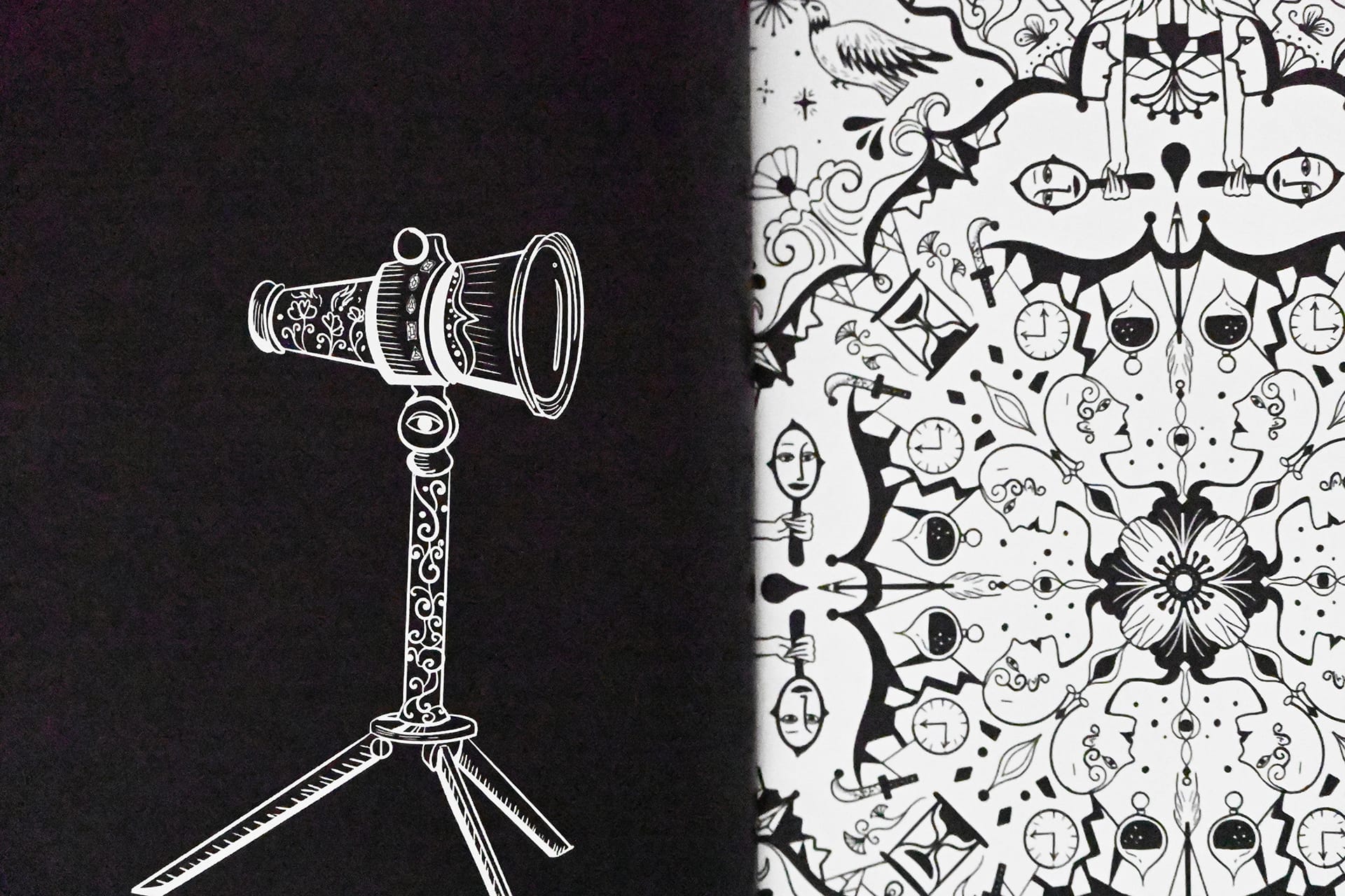 kaleidoscope and patterns in surreal illustration zine 'the traum(a)'s kunstkammer'