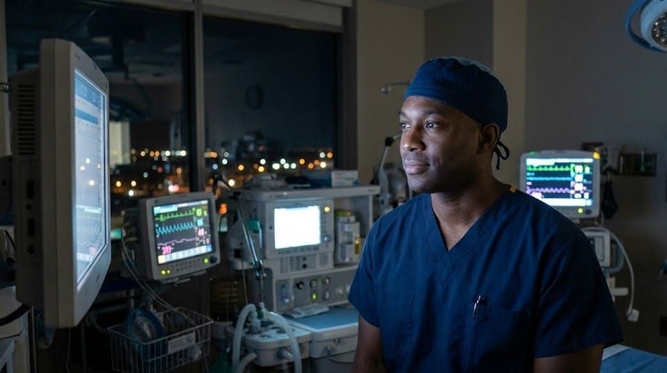 Certified Registered Nurse Anesthetist working overtime or on call in a hospital setting