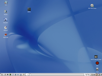 Linux Desktop with Aqua wallpaper