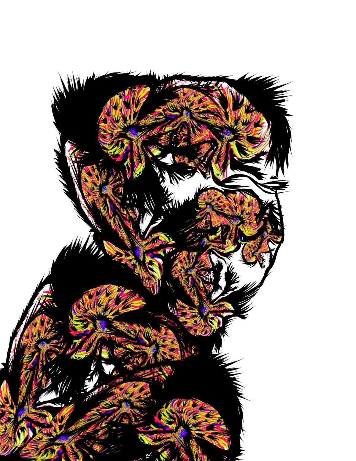 An abstraction of a humanesque grotesque posing for portrait