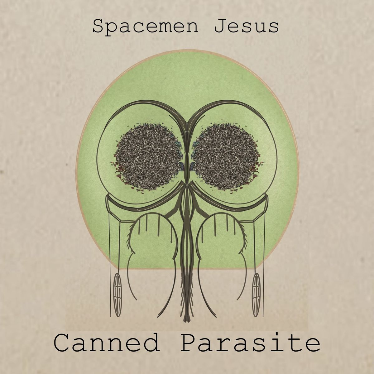 Abstract Art with words Spacemen Jesus and Canned Parasite.