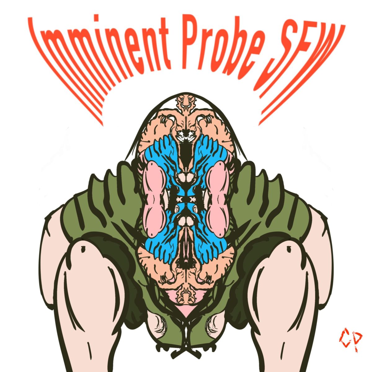 A picture of a humanesque grotesque figure squatting