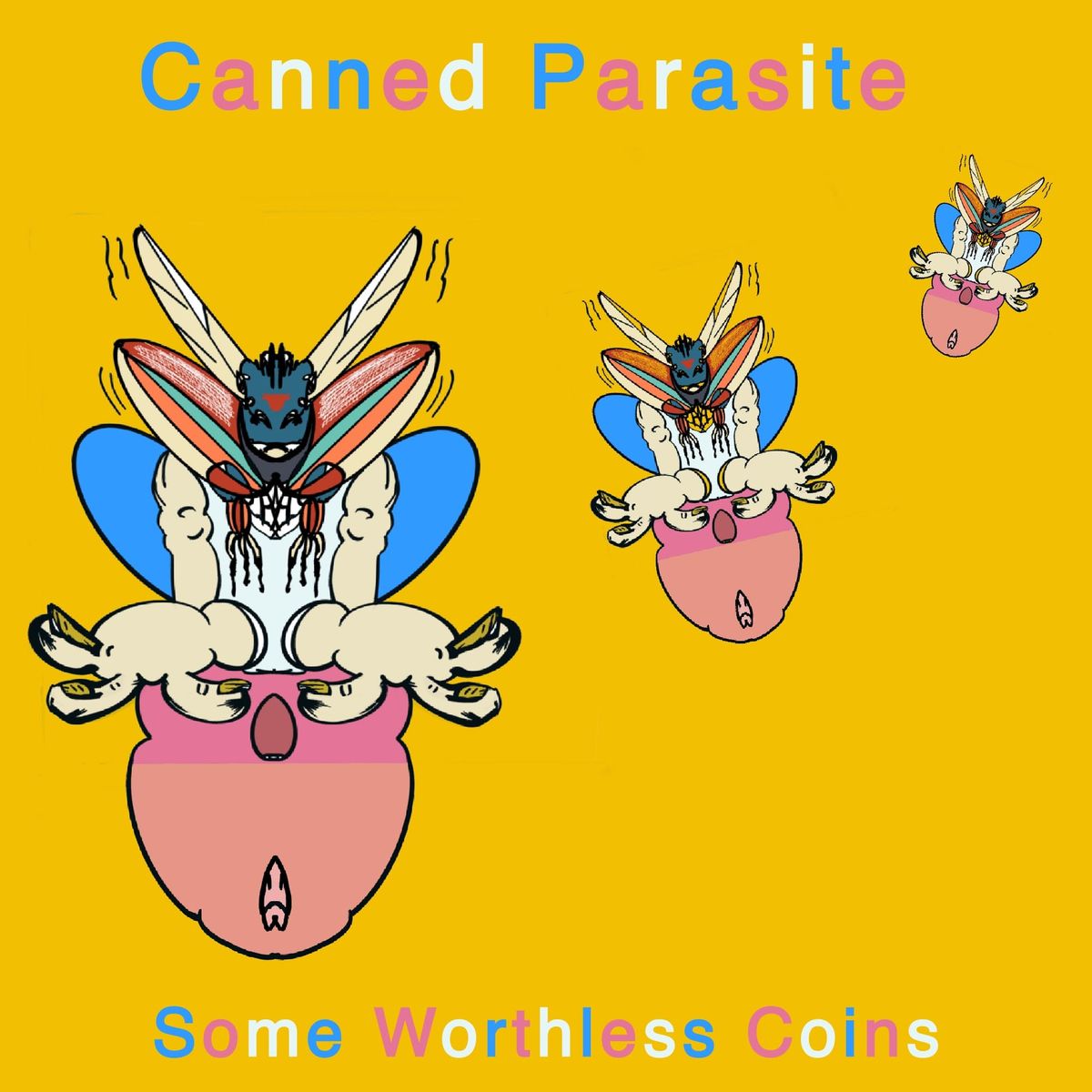 Some abstract humanesque instectesque grotesques on top of some abstract object. 