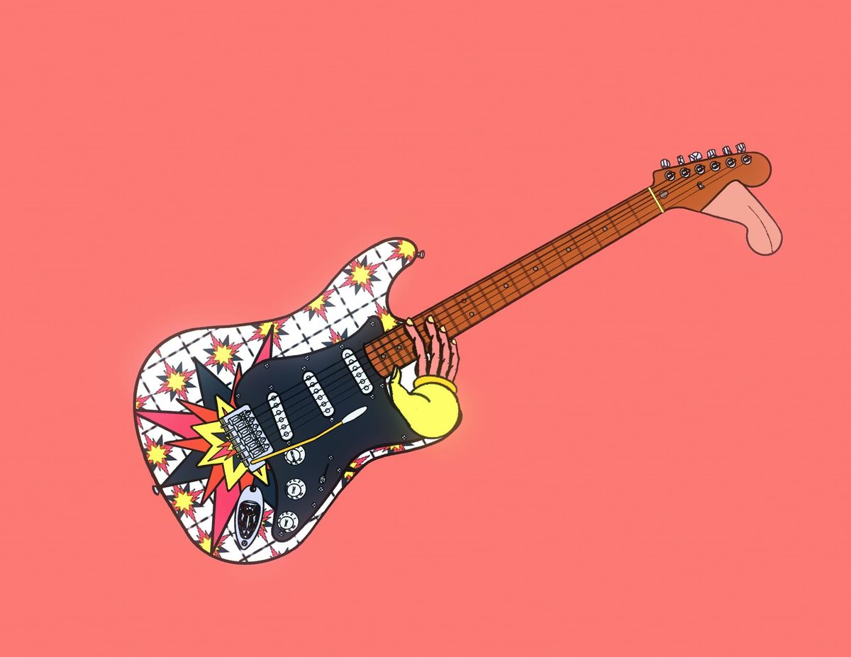 This is not a <redacted> as it reflects Canned Parasite grotesque inspired styling, includes augmented magic third hand functionality; and includes a wagging tongue headstock accoutrement.