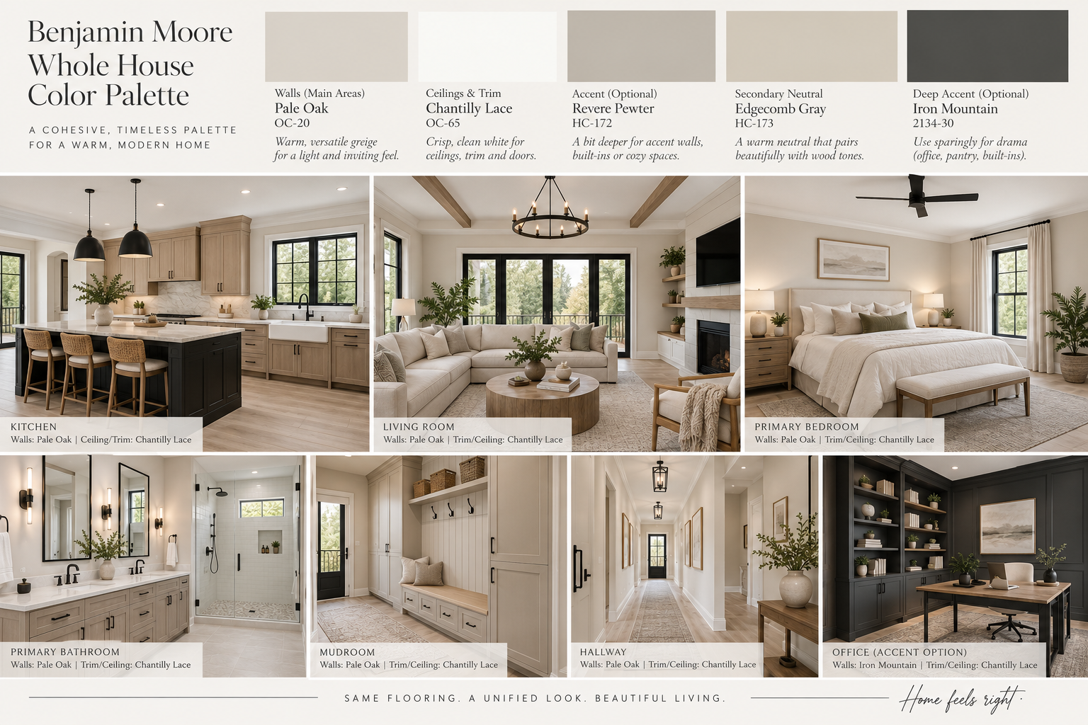 Benjamin Moore whole-house palette with room vignettes