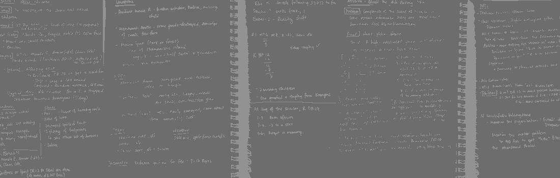 Session notes from the campaign preparation