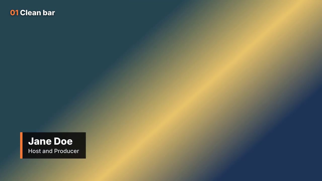 A clean bar lower third with a dark box and an orange edge