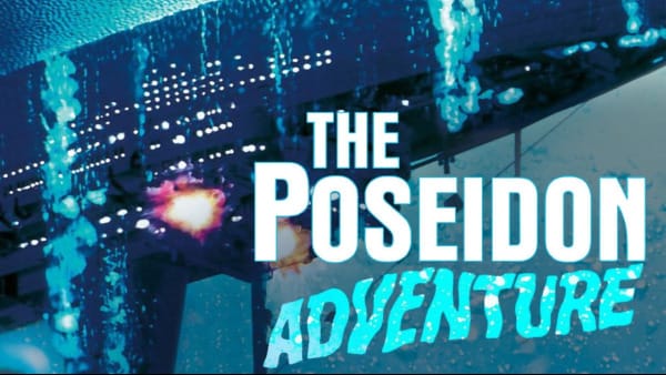 publicity image for The Poseidon Adventure showing an inverted sinking ship