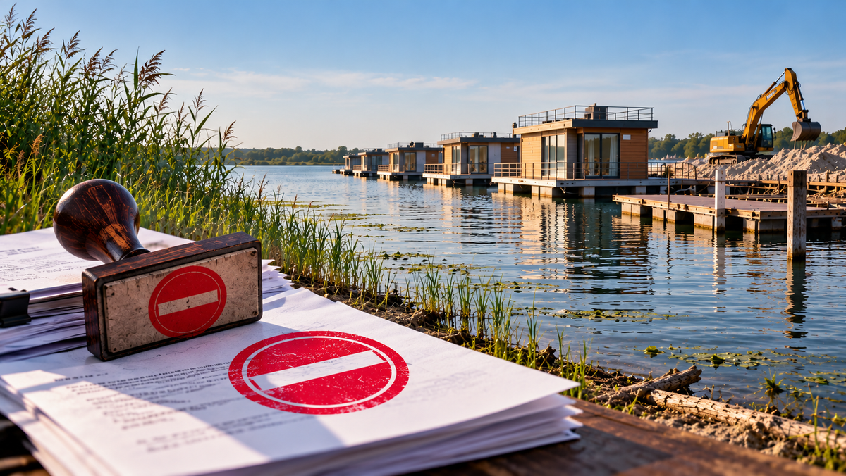 Engedélytől eltérő építkezés miatt állították le a Tisza-tavi úszóházak kivitelezését