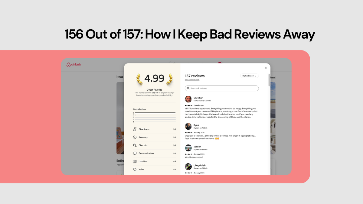 What 156 Five-Star Reviews Taught Me About Preventing Bad Airbnb Reviews