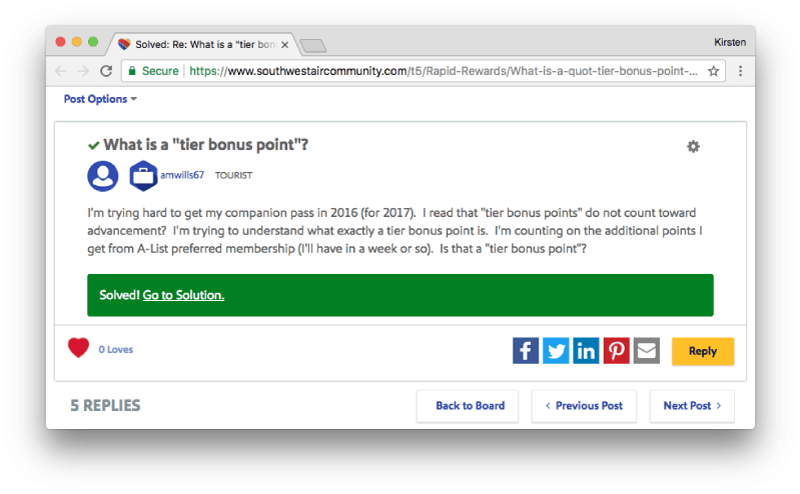 Rapid Rewards Tier Bonus Question Rapid Rewards Tier Bonus Question