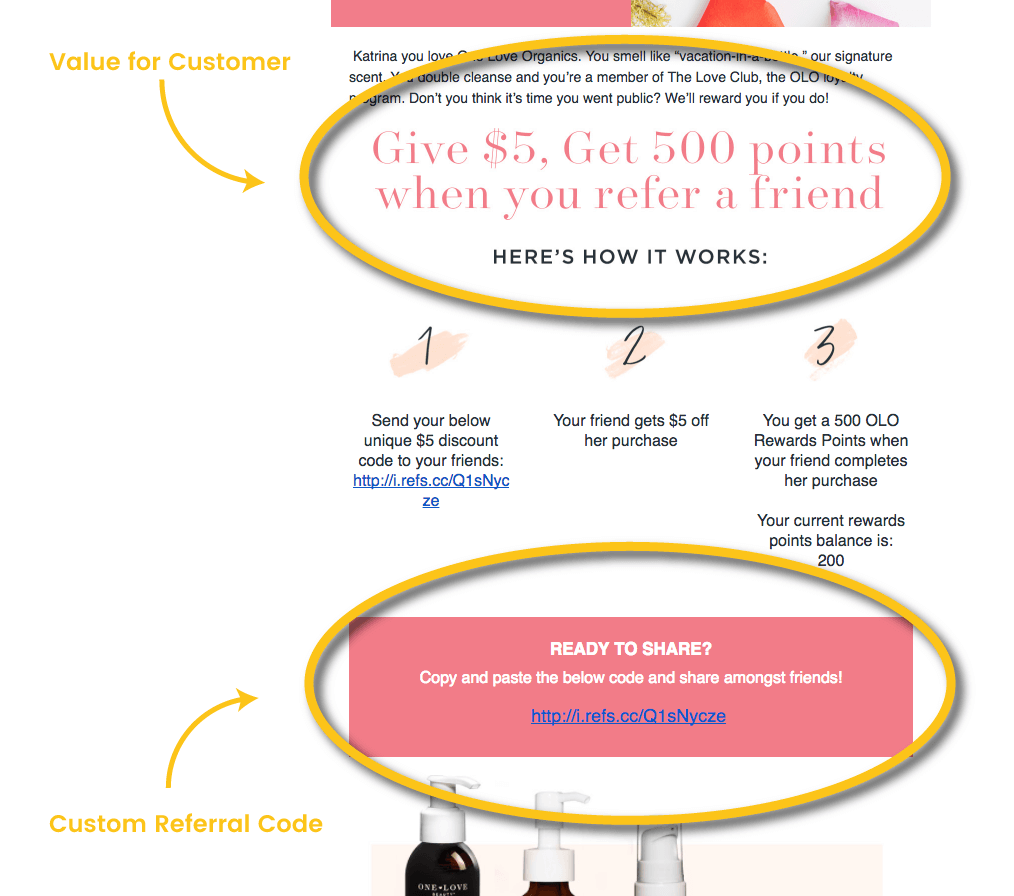 One Love Organics referral email One Love Organics referral email