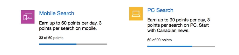 Microsoft Rewards progress bars Microsoft Rewards progress bars