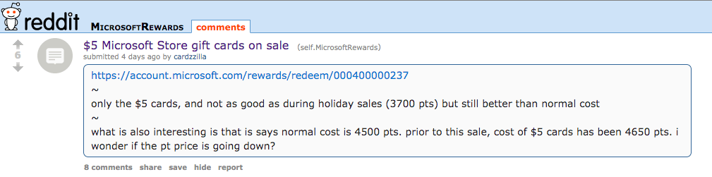 Reddit thread discussing Microsoft Rewards Reddit thread discussing Microsoft Rewards