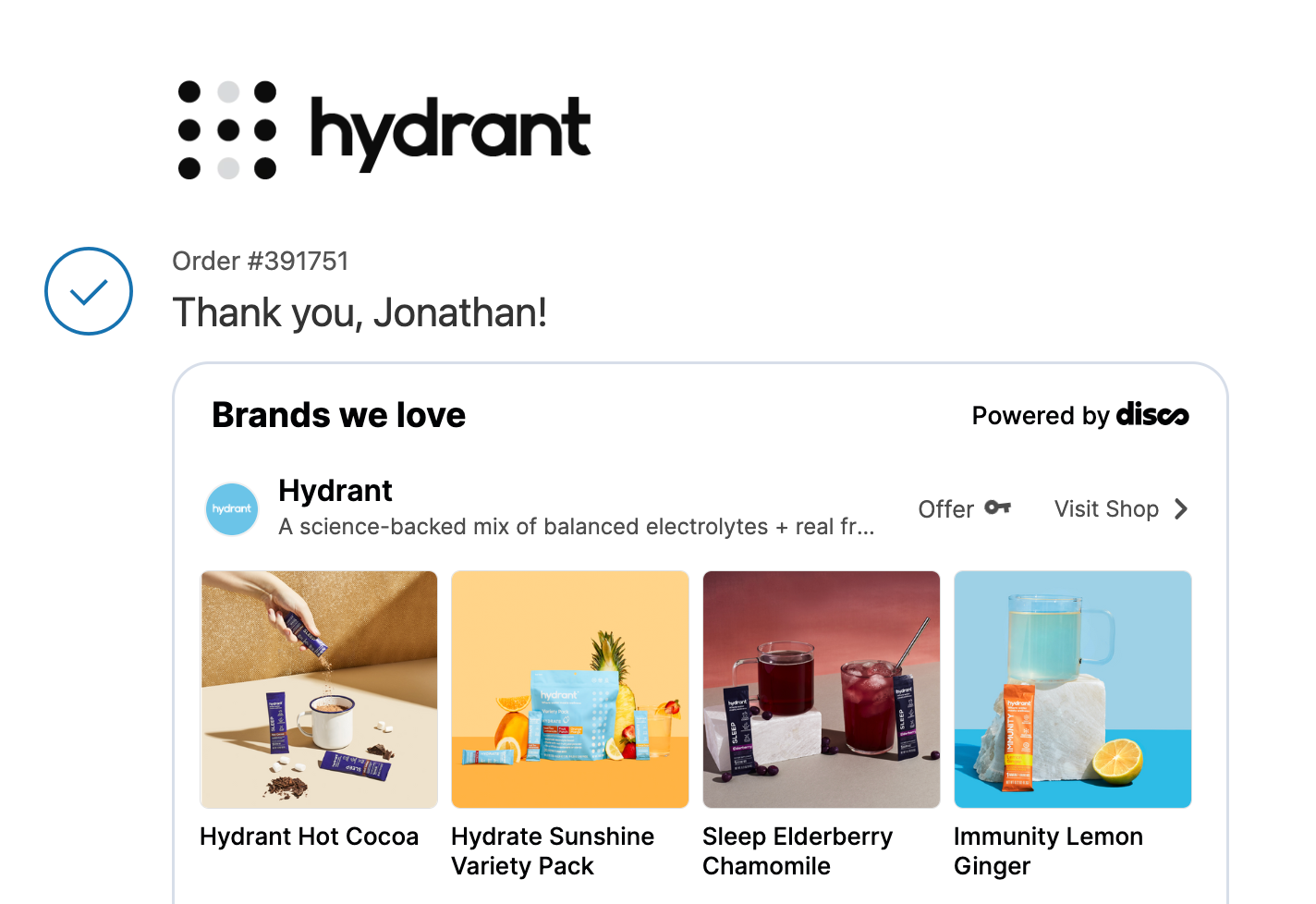 screenshot of order page for hydrant