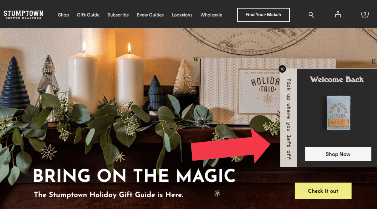 screenshot of stumptown coffee homepage