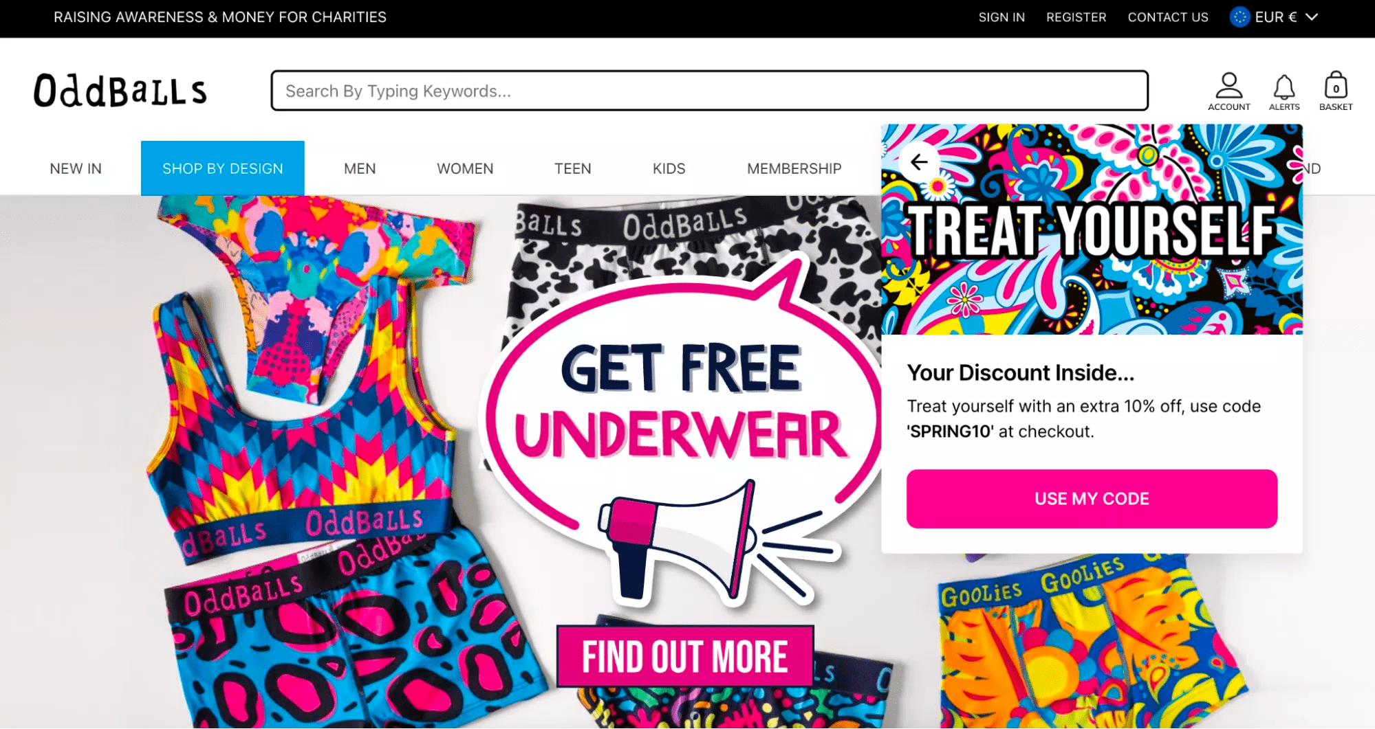 screenshot of oddballs 10% off campaign