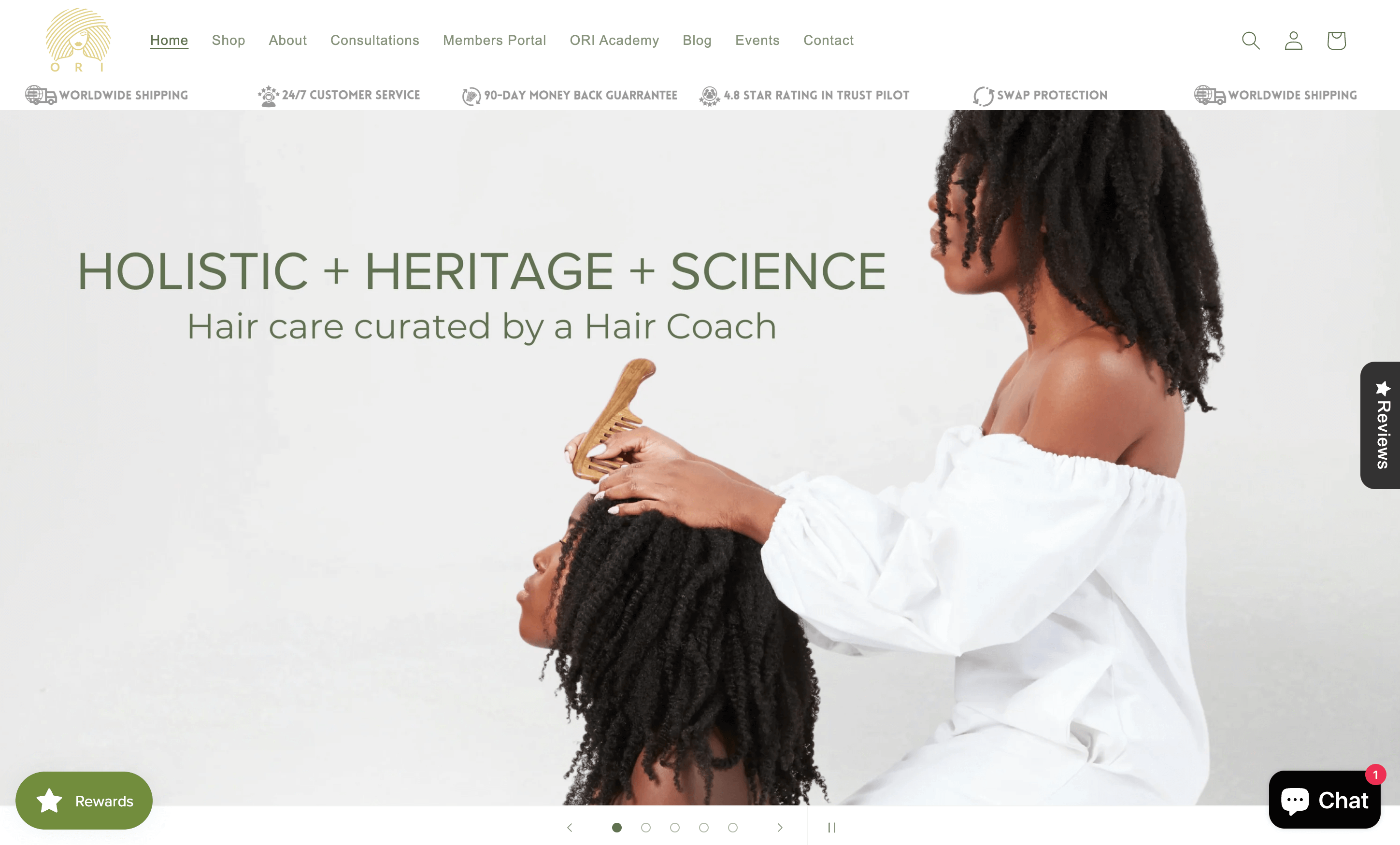 A screenshot from Ori Lifestyle’s homepage explaining the brand’s methodology—Hair care curated by a Hair Coach.&nbsp;