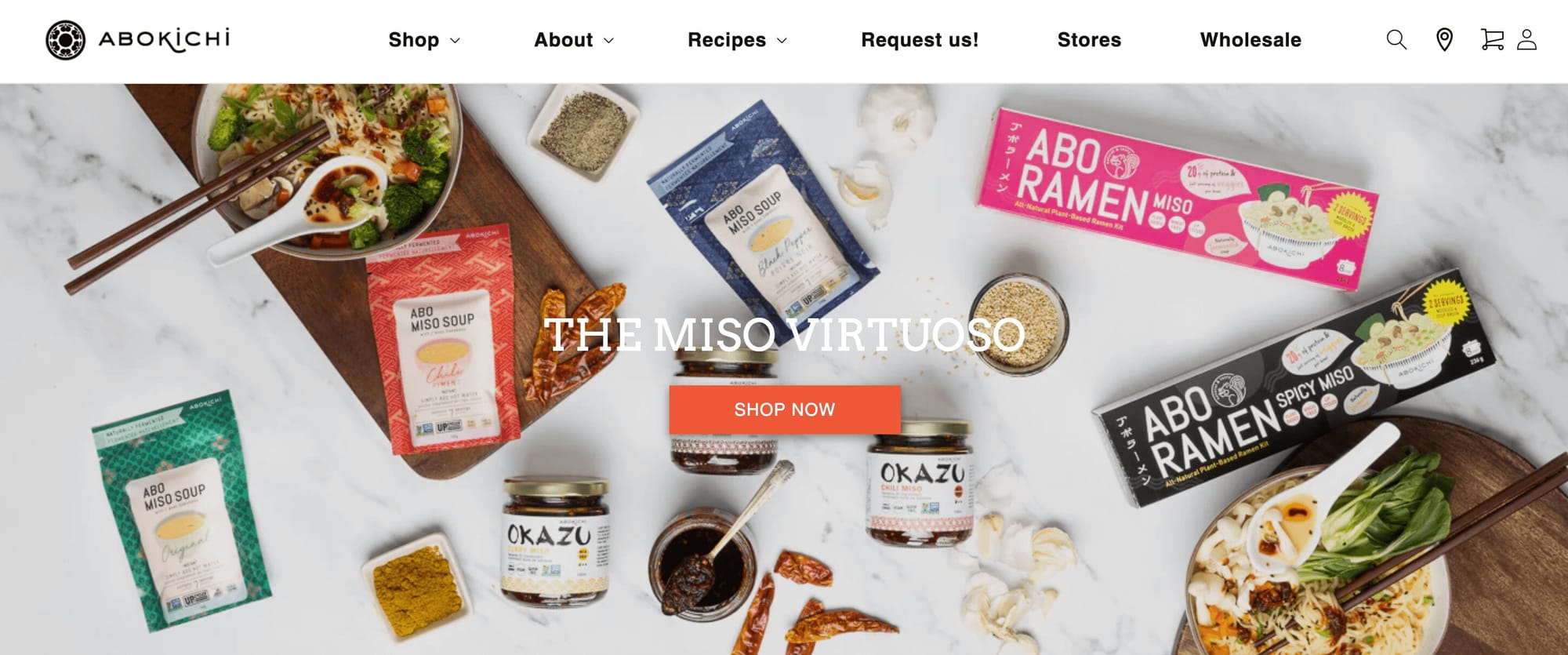 A screenshot of Abokichi’s homepage showing a table displaying a variety of its Japanese-inspired products.&nbsp;