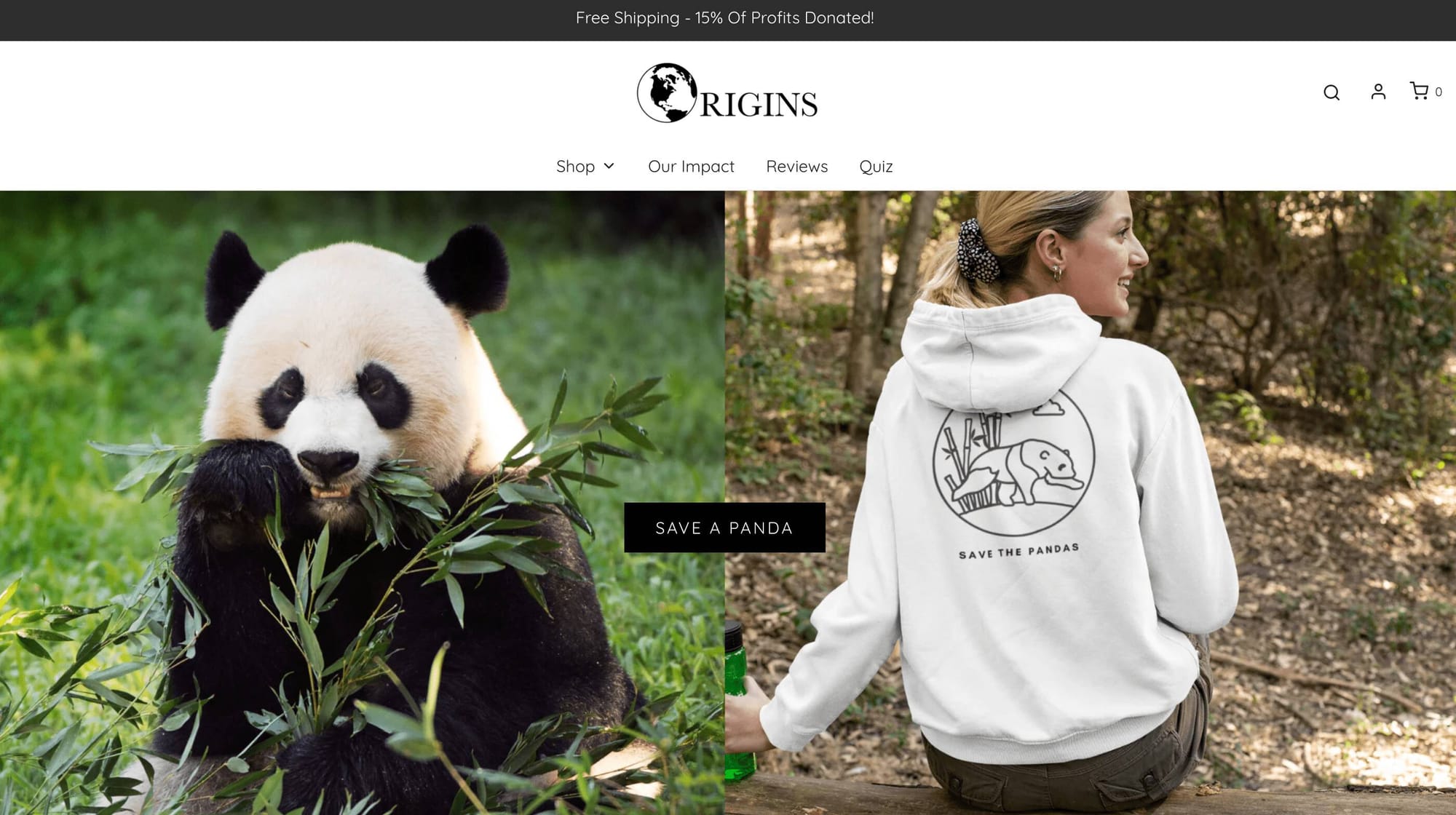 origins apparel website screenshot