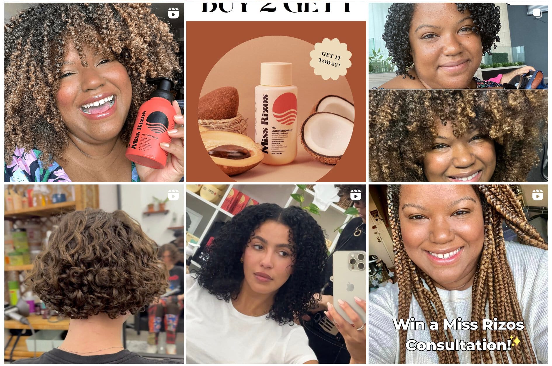 screenshot of miss rizo instagram account that features women and their hair