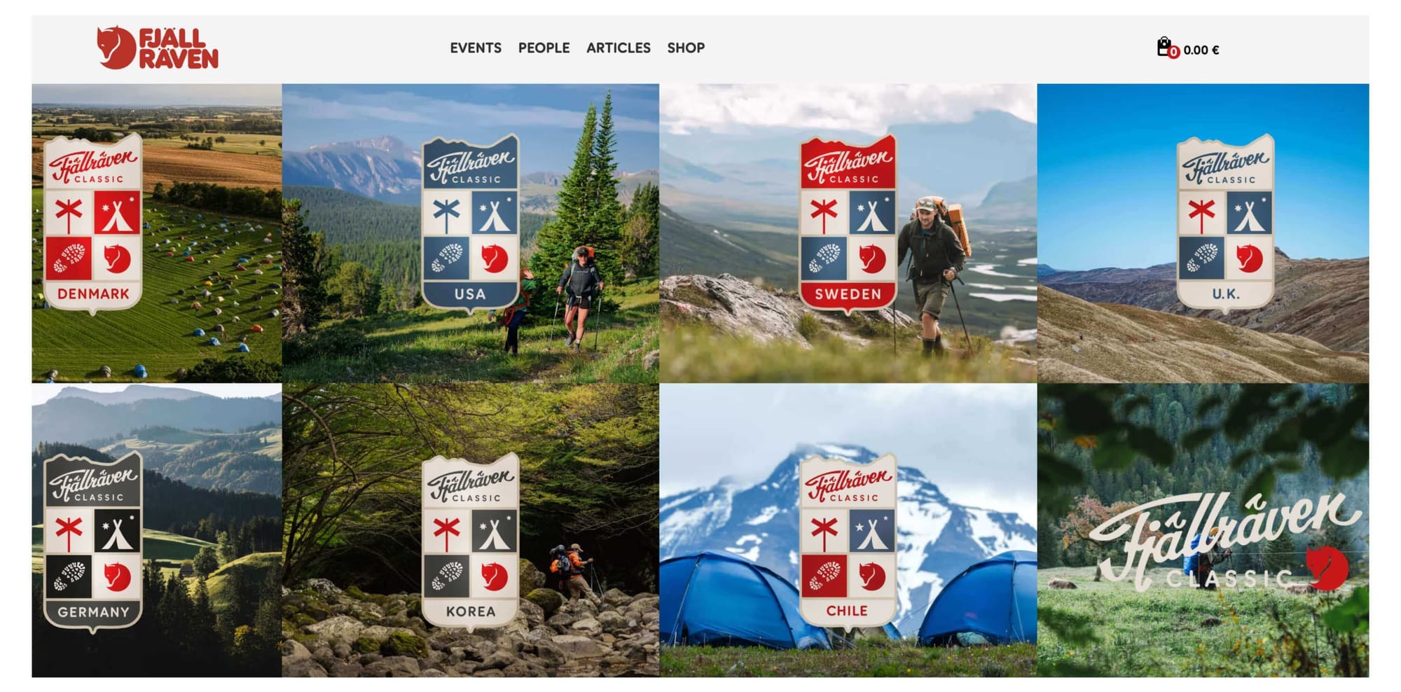 screenshot of Fjällräven classic events page