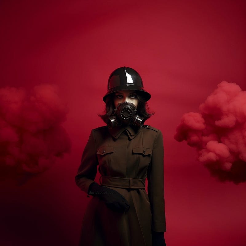 Valentina is neat and ready for anything. Jacket by Burberry, mask by Avon Rubber, helmet by Kirsh, gloves by Cornelia James