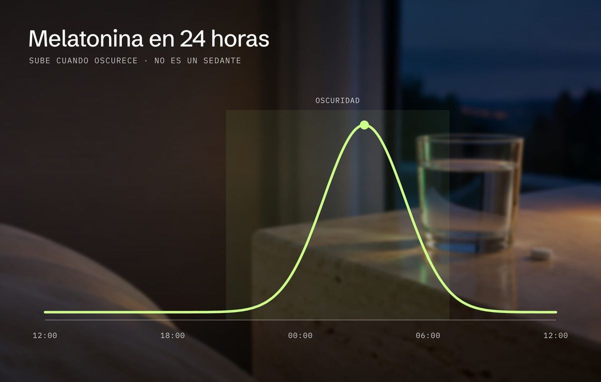 Melatonina en 24 horas: curva que sube al oscurecer y llega al pico de madrugada