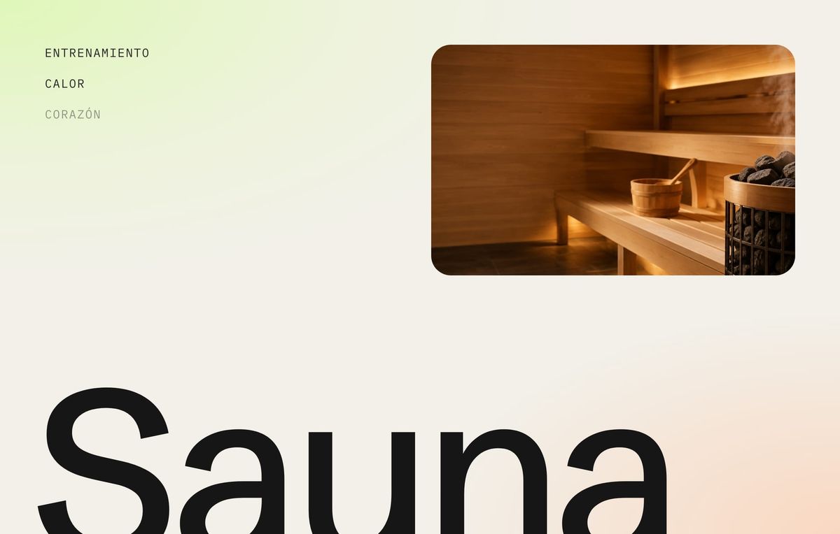 Beneficios del sauna: la palabra Sauna en grande con la foto de un sauna seco finlandés