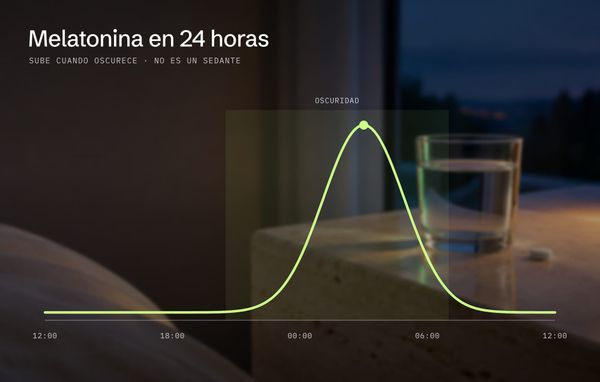 Melatonina en 24 horas: curva que sube al oscurecer y llega al pico de madrugada