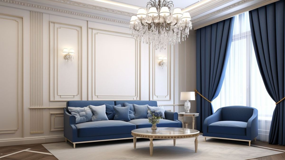 Edwardian Blue and White Themed Living Room - Free Download
