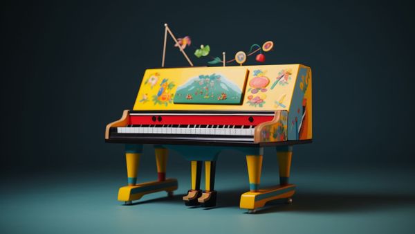 Brightly Yellow Quirky Toy Piano - Free Download
