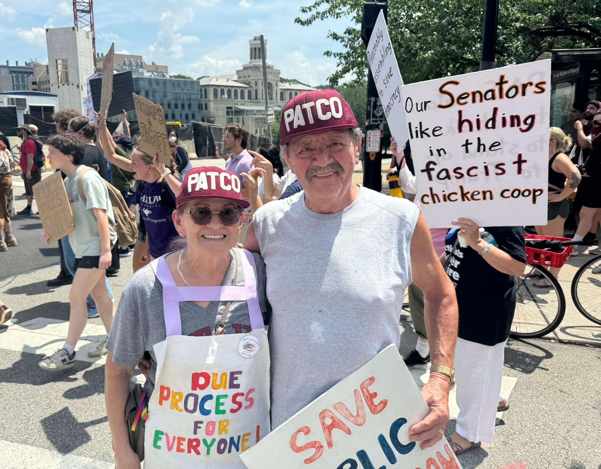 PATCO Strikers & “The Fence” Painters Protest Trump at CMU’s AI Summit
