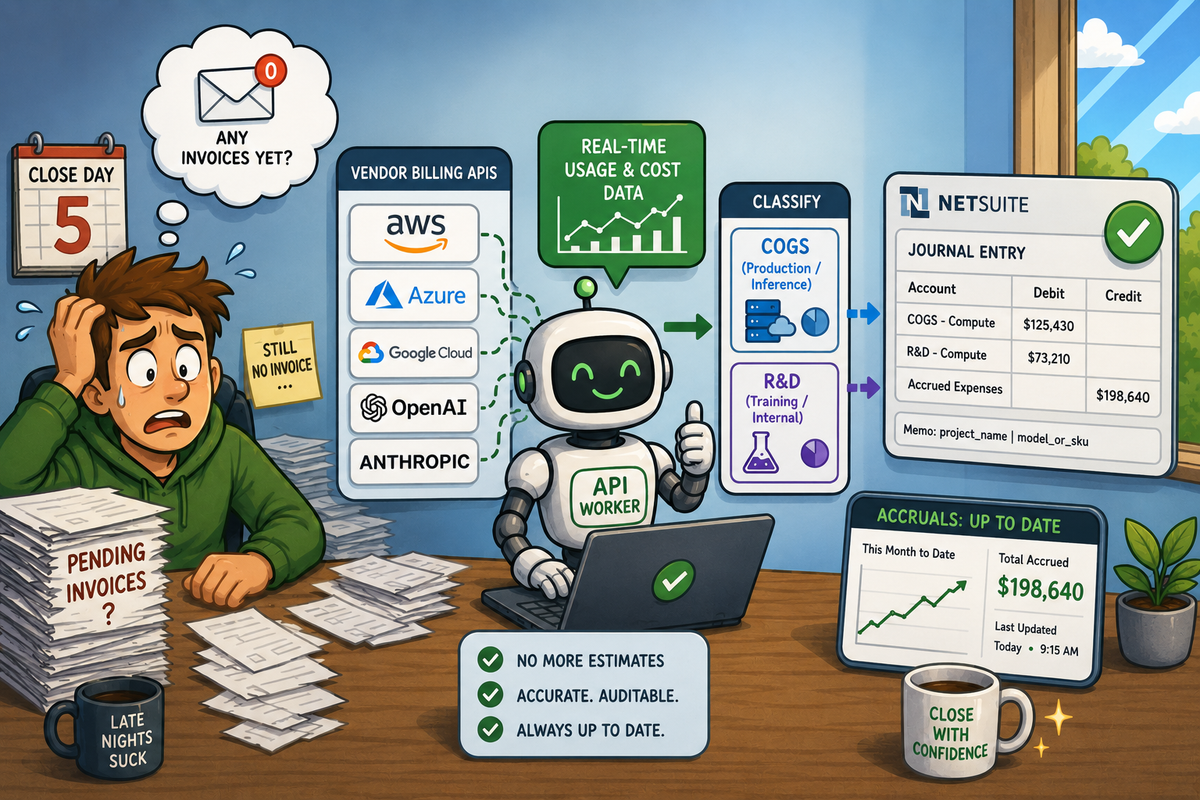 Stop waiting on invoices: accurate accruals from vendor billing APIs