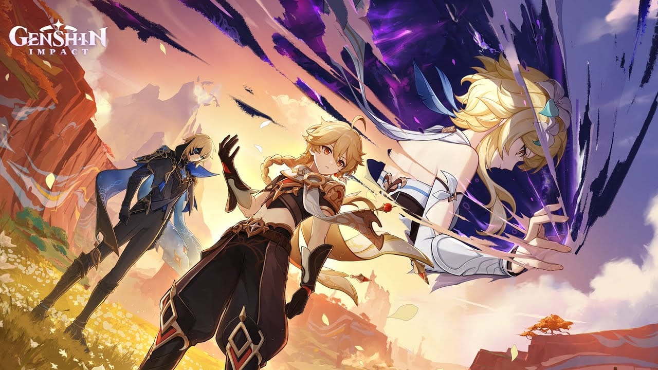 Shows the Genshin Impact main characters and Dainslef. 