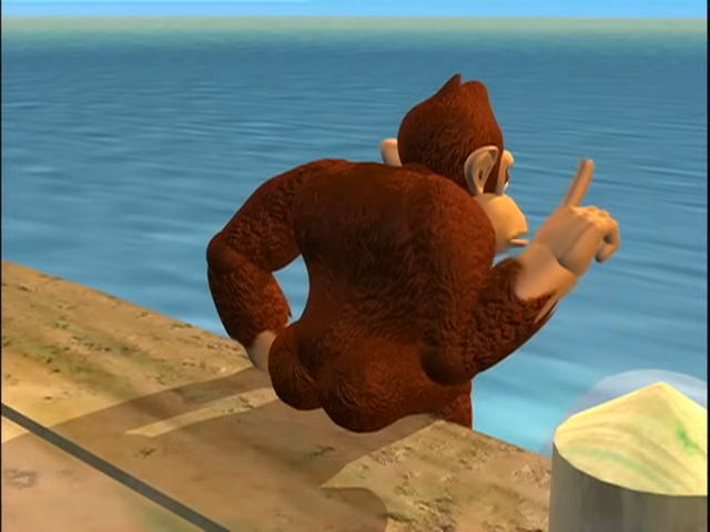 donkey kong cheeked up on a pier