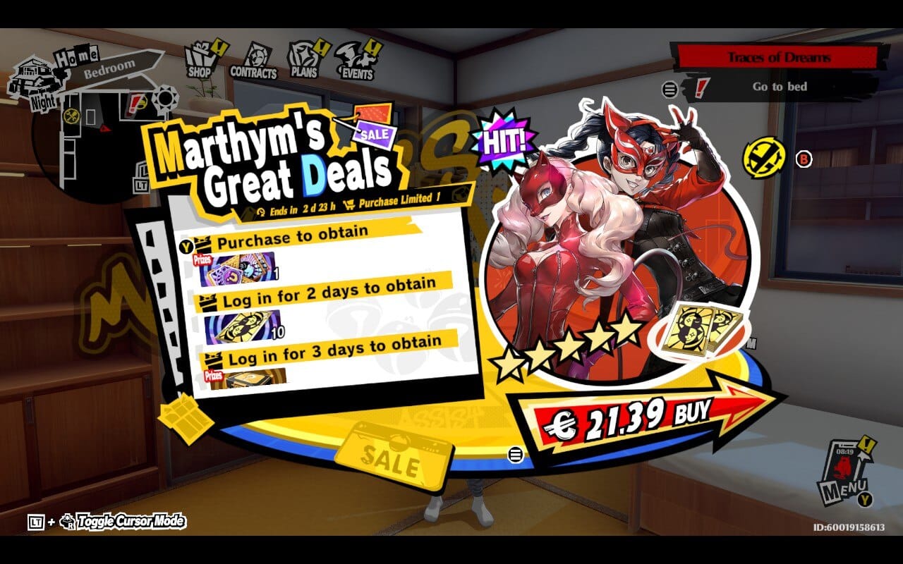 A menu that pops up after an intense story story scene details microtransactions and deals.