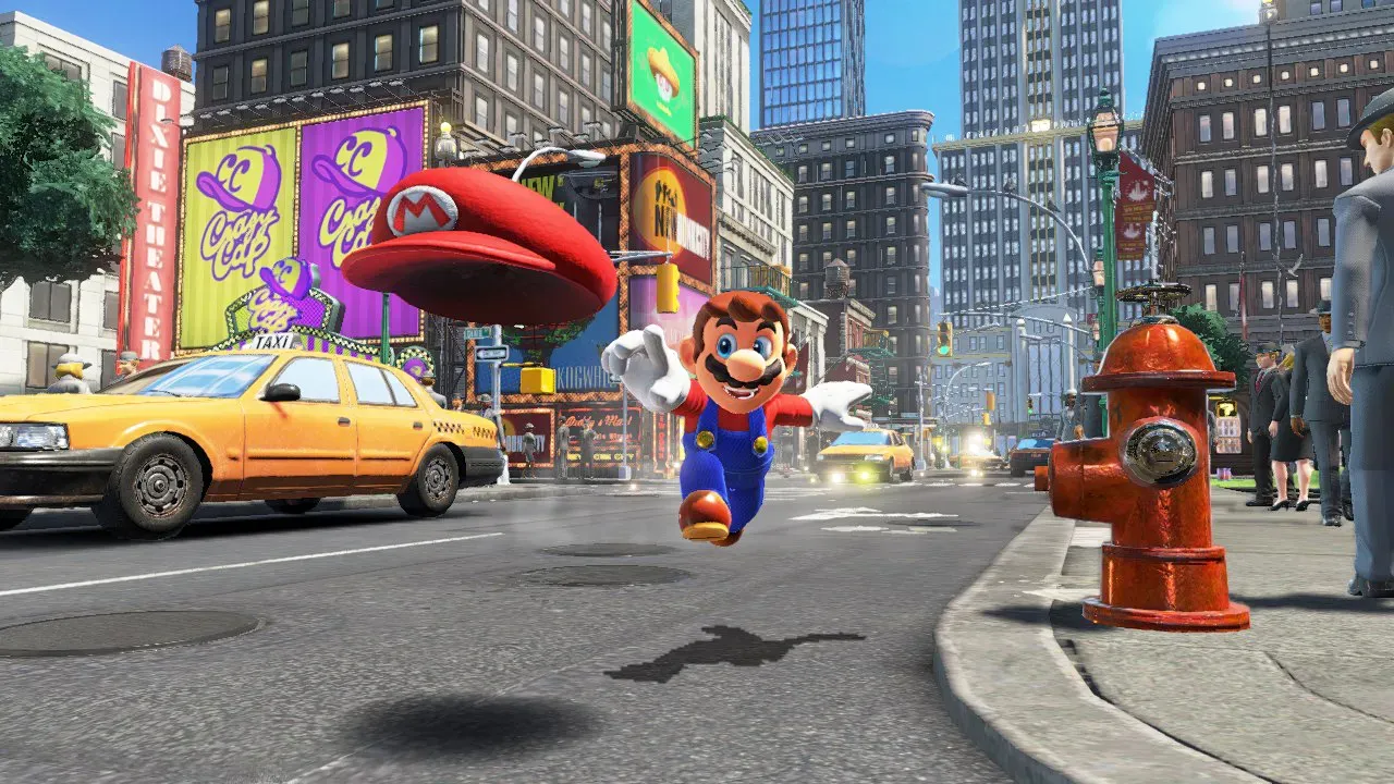 Mario throwing his cap in New Donk City