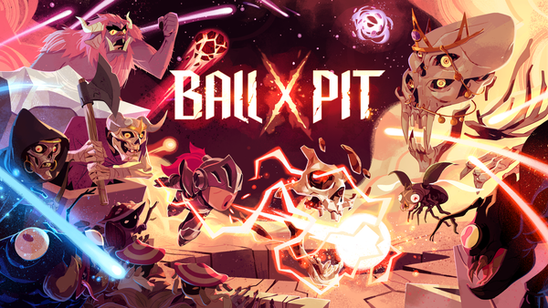 BALL x Pit key art shows demons everywhere with an electric ball in the middle