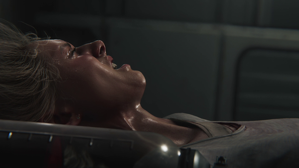 Grace waking up in Resident Evil Requiem and panicking realising she has been strapped to a gurney.