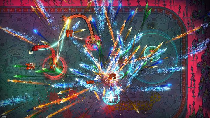 Shows a huge number of spells of different colours exploding on screen. 