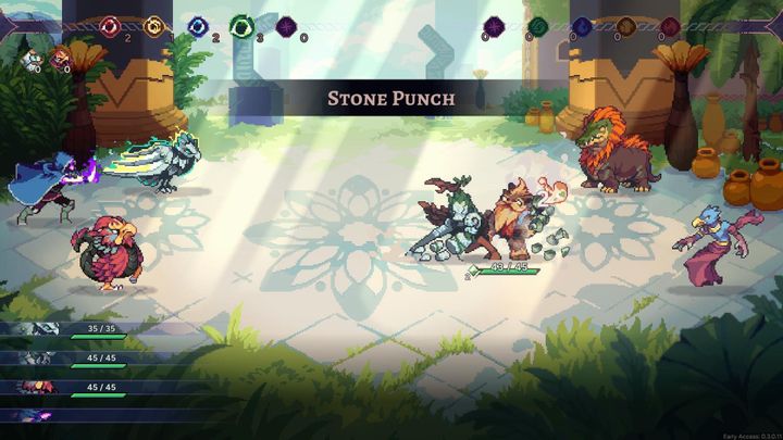 Shows six monster battling it out. 