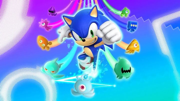 Sonic surrounded by small aliens of different colors