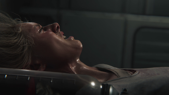 Grace waking up in Resident Evil Requiem and panicking realising she has been strapped to a gurney.