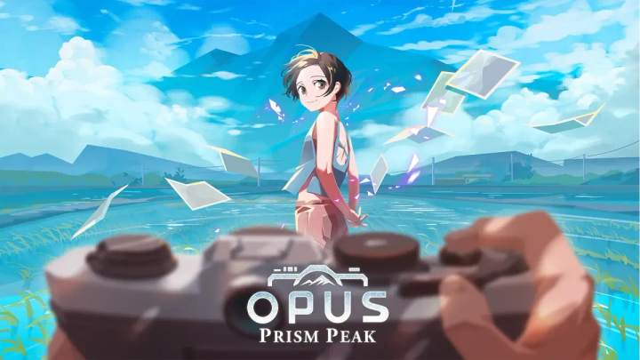 Opus: Prism Peak key art shows a photographer snapping a photo of a young girl