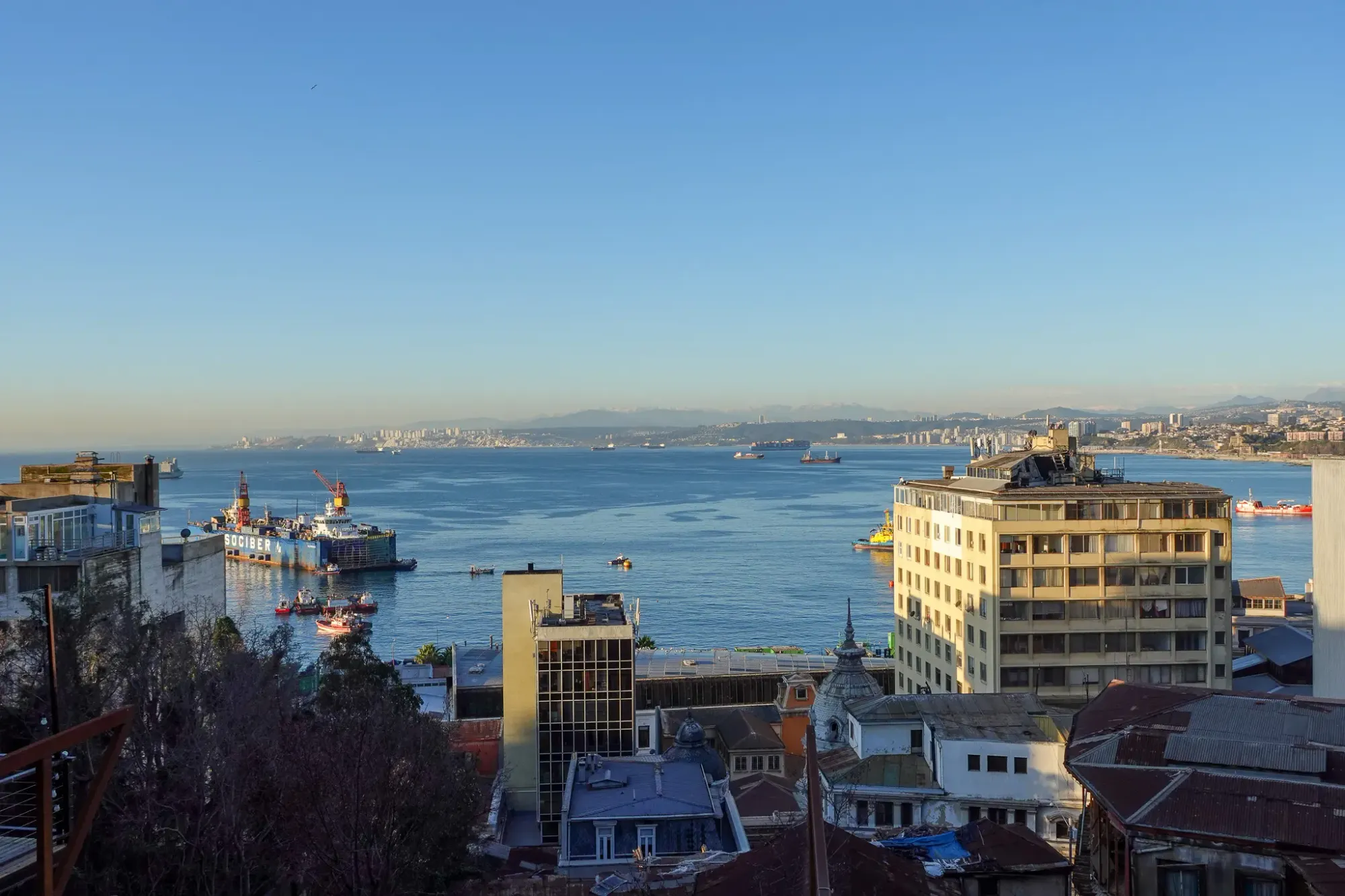 A view of the water atop Cerro Alegre